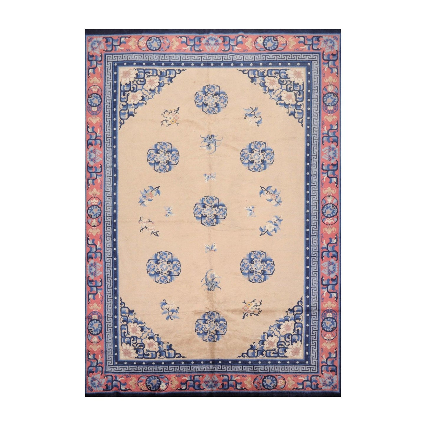 6'7"x9'8" Hand Knotted Wool Chinese Art Deco Traditional Oriental Area Rug Beige