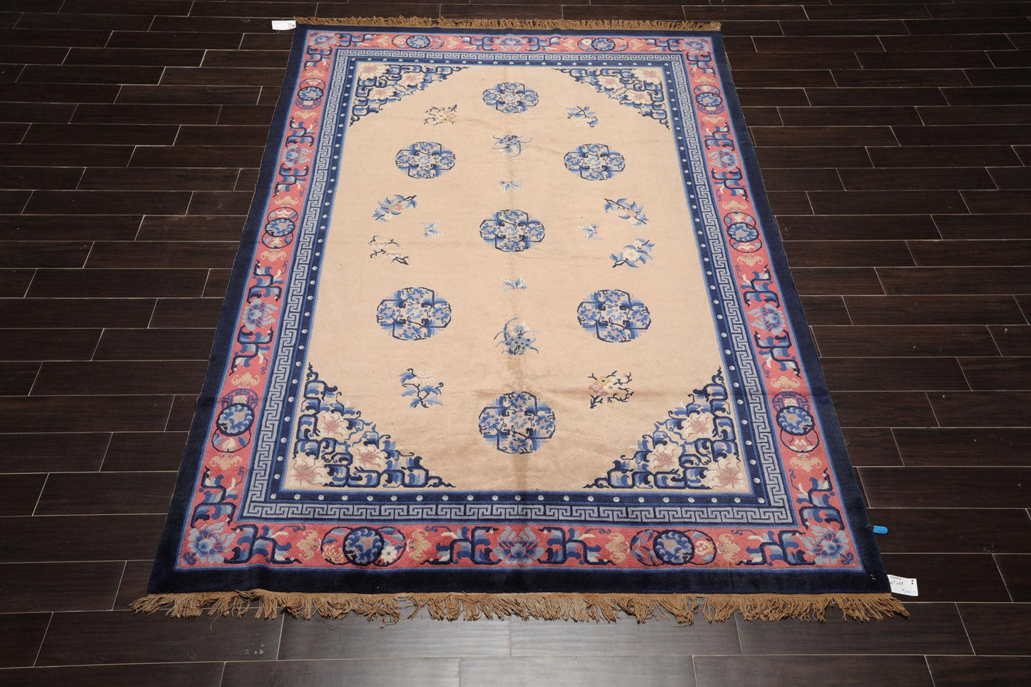 6'7"x9'8" Hand Knotted Wool Chinese Art Deco Traditional Oriental Area Rug Beige