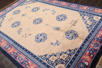 6'7"x9'8" Hand Knotted Wool Chinese Art Deco Traditional Oriental Area Rug Beige