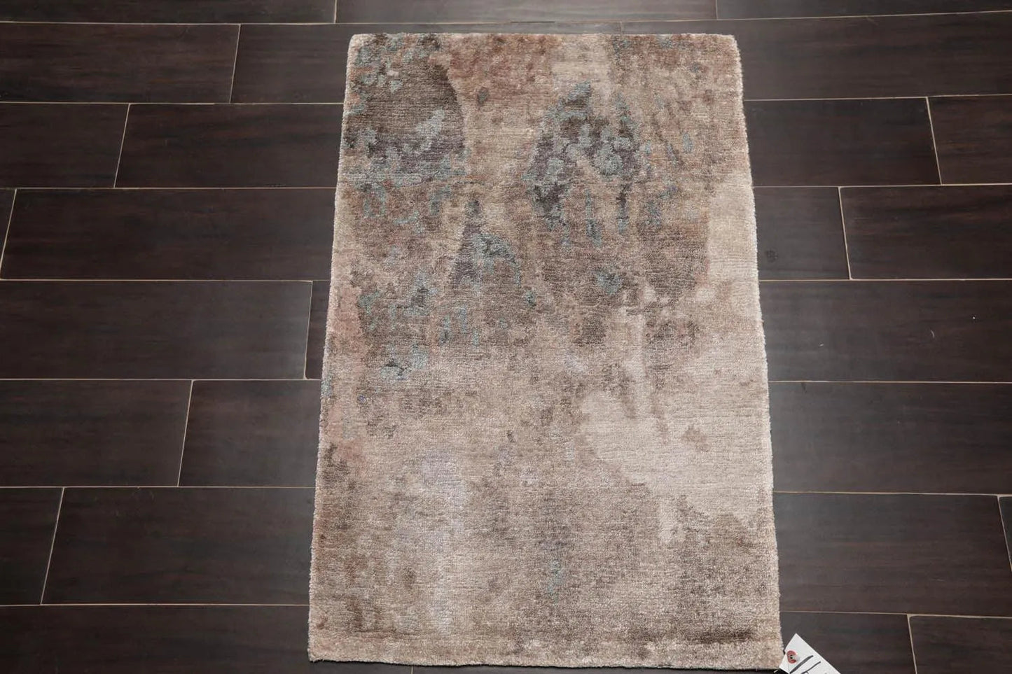 2’ x 3’ Hand Knotted Wool & Silk Transitional Tibetan Oriental Area rug Gray