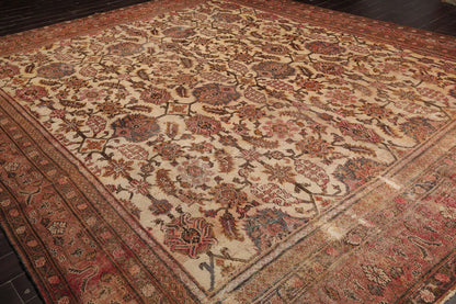 10x14 Beige, Rust Hand Knotted 100% Wool Mahal Traditional Oriental Area Rug