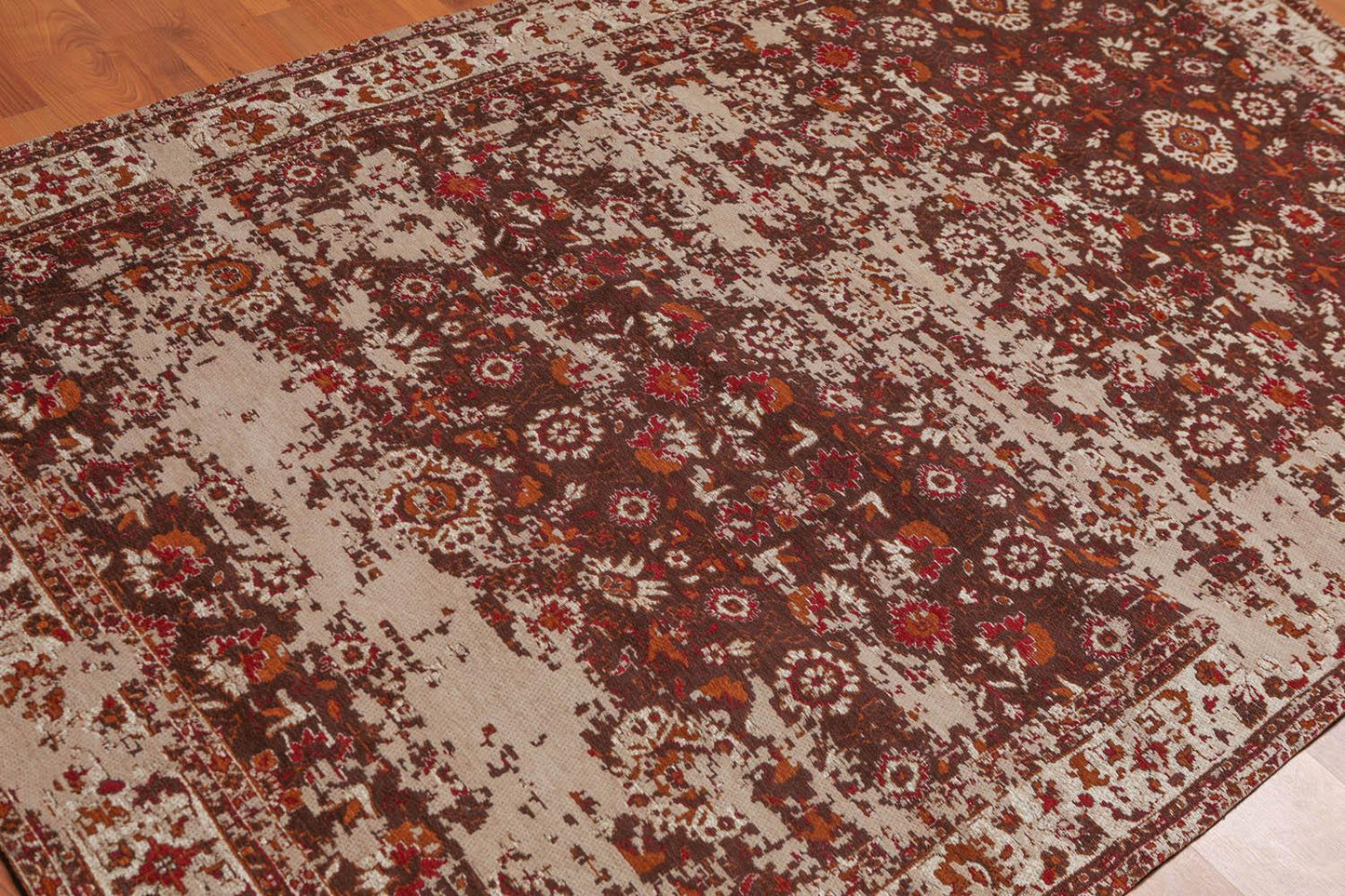 4'11"x7'10" Persiano Erased Pattern Contemporary Cotton Flatweave Area Rug Brown