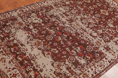 4'11"x7'10" Persiano Erased Pattern Contemporary Cotton Flatweave Area Rug Brown