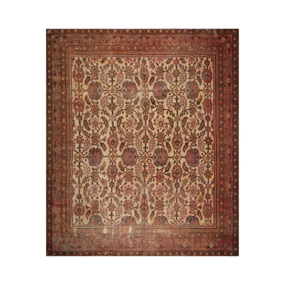 10x14 Beige, Rust Hand Knotted 100% Wool Mahal Traditional Oriental Area Rug