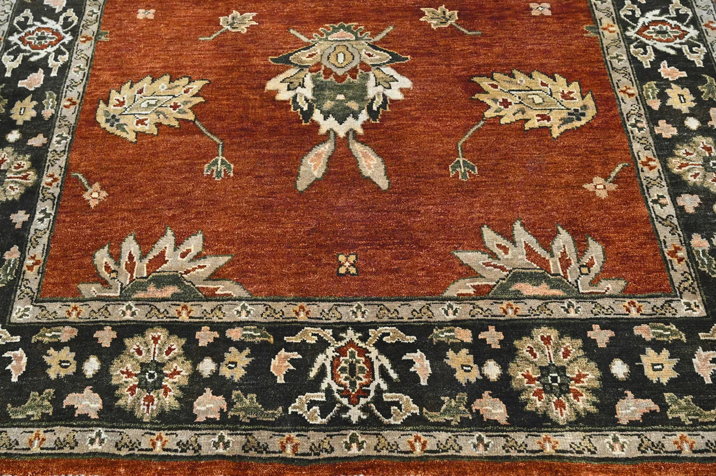 LoomBloom 6x9 Burnt Orange Wool Hand Knotted Turkish Oushak Arts & Crafts Oriental Area Rug