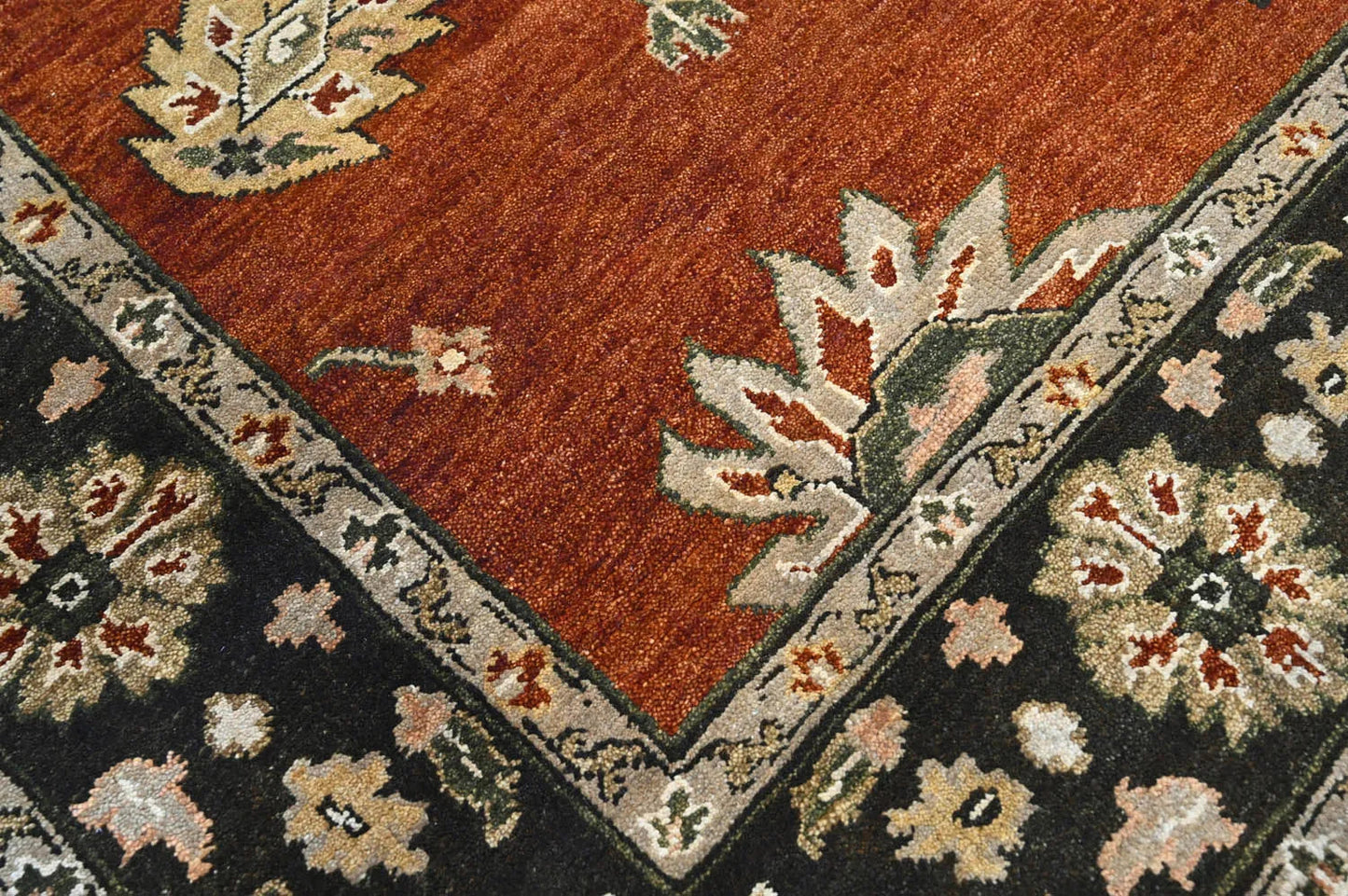 LoomBloom 6x9 Burnt Orange Wool Hand Knotted Turkish Oushak Arts & Crafts Oriental Area Rug