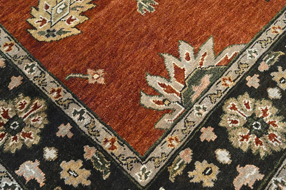 LoomBloom 6x9 Burnt Orange Wool Hand Knotted Turkish Oushak Arts & Crafts Oriental Area Rug