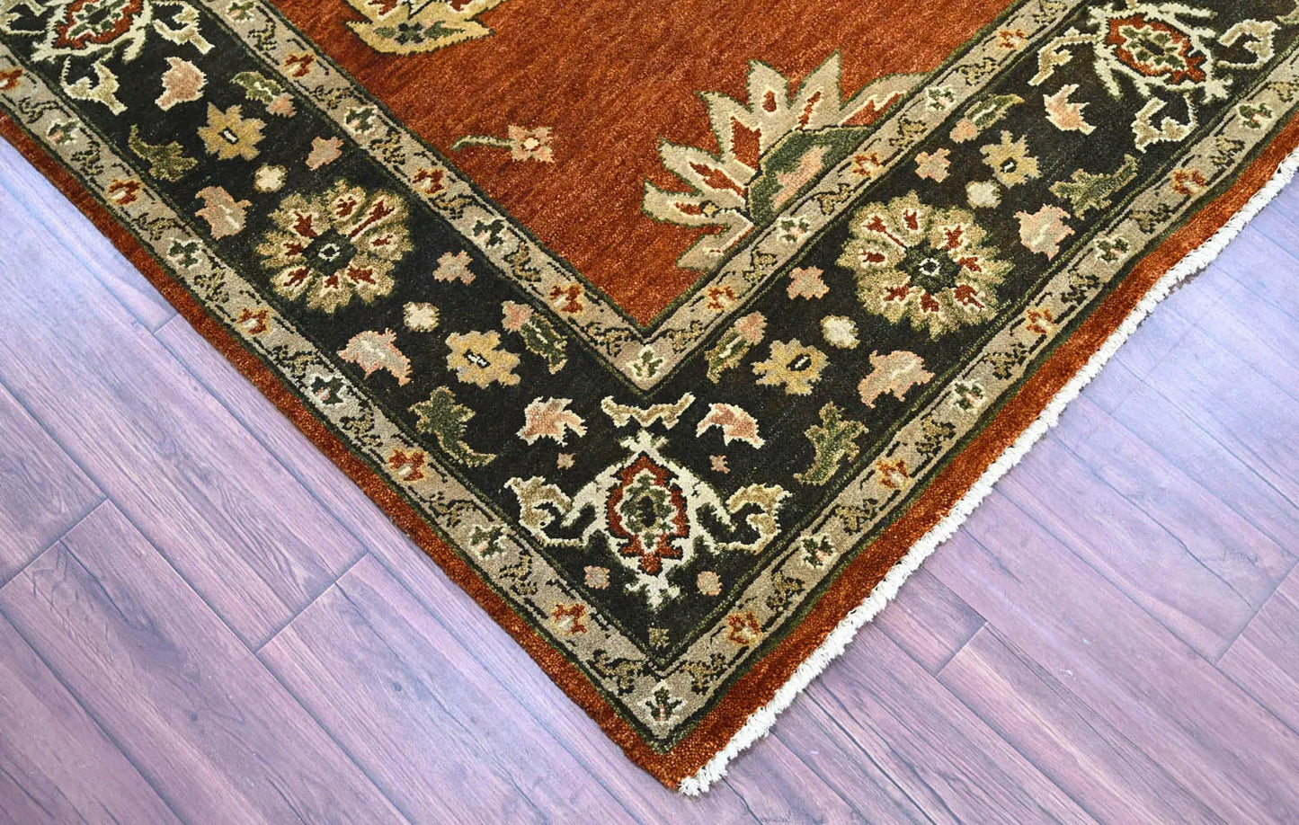 LoomBloom 6x9 Burnt Orange Wool Hand Knotted Turkish Oushak Arts & Crafts Oriental Area Rug