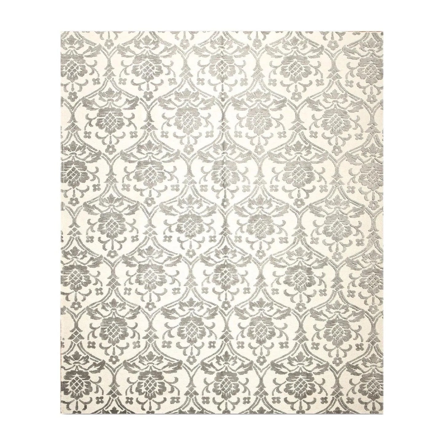 High End wool & silk Tibetan Hand Knotted Designer Area Rug Ivory 8' x 10'