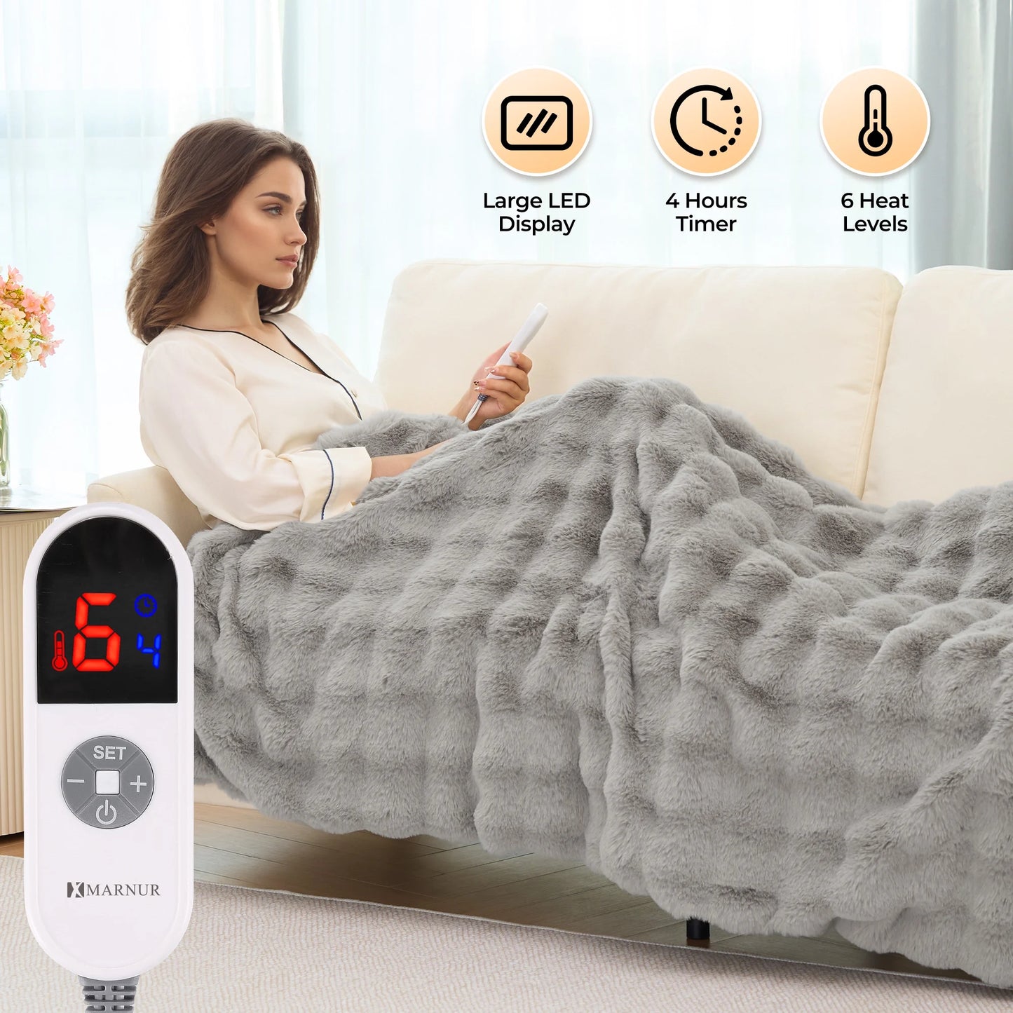 Zenn Ember Plush - Heated Faux Fur Blanket